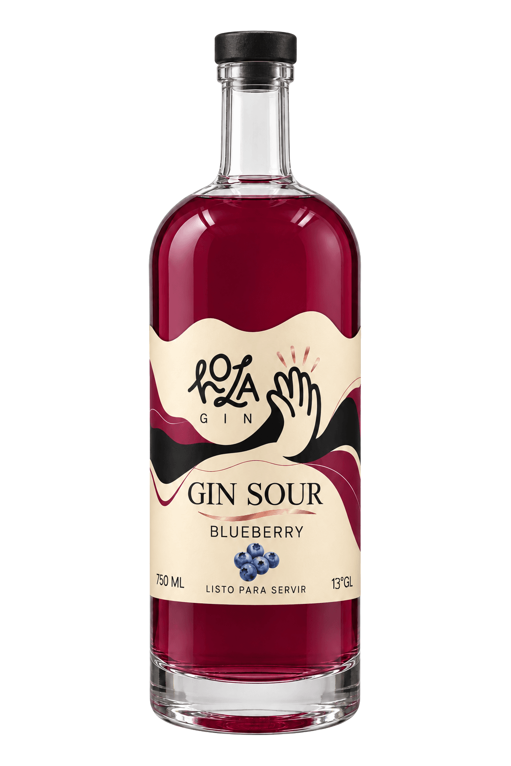 Botella de HolaGin® Blueberry Gin Sour, 750 ml